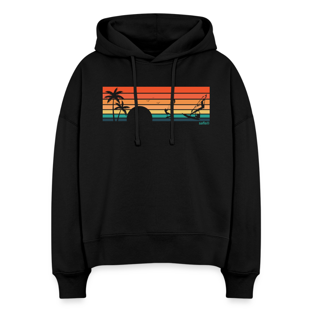 -sunset- Stanley/Stella Boxy Frauen Bio Hoodie Nora - Schwarz
