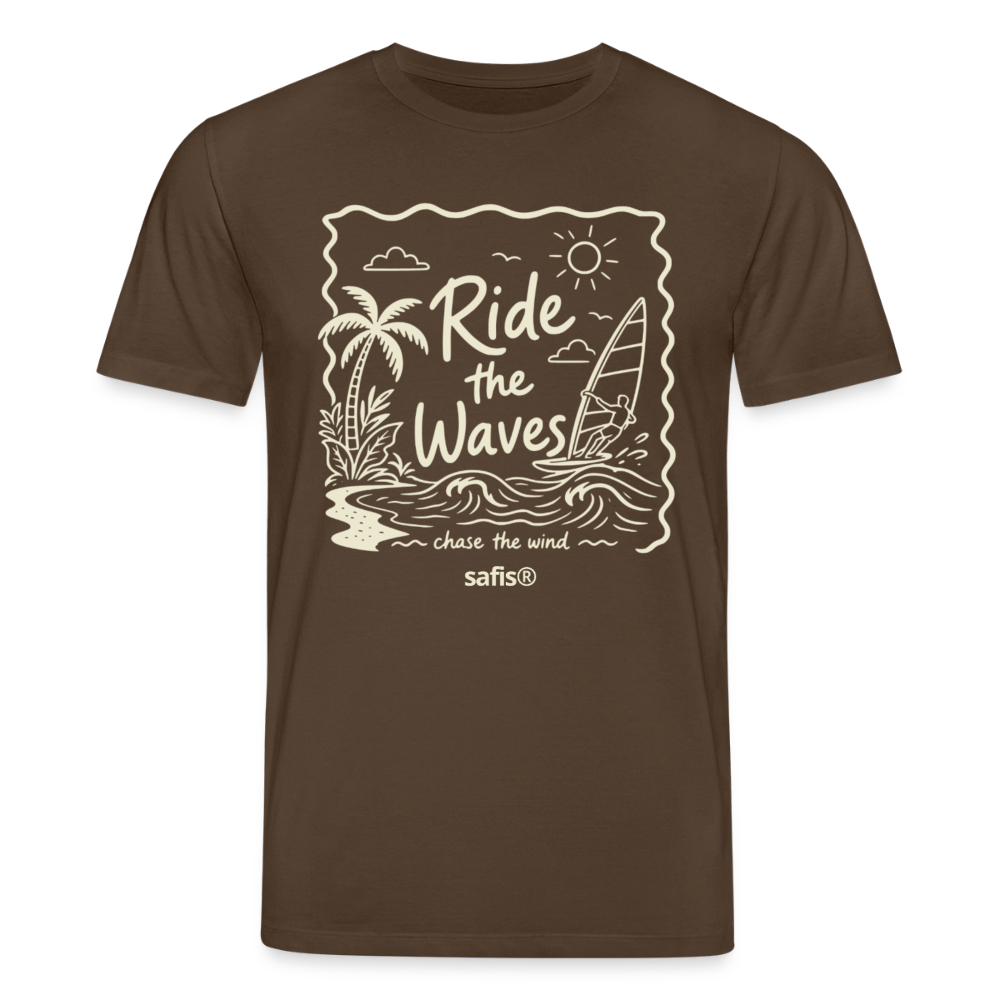 safis Windsurf T-Shirt Männer -ride the waves- - Dunkelbraun