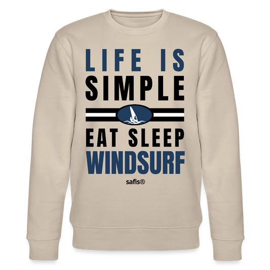 Männer Pullover Strand -eat sleep windsurf- Unisex Bio-Sweatshirt CHANGER - Beige