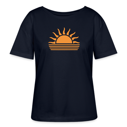 Relaxed Rundhals Frauen Bio-T-Shirt -sunset- - Navy