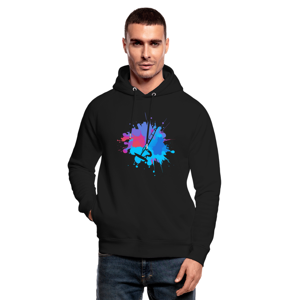 Unisex Bio-Hoodie -Farbklecks- - Schwarz