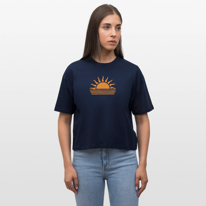 Frauen Boxy Bio-T-Shirt -sunset- - Navy
