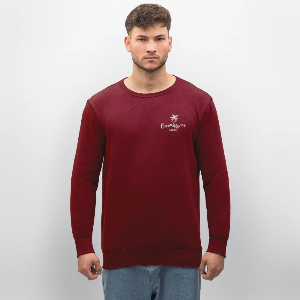Unisex Bio-Sweatshirt Roller -Ocean replay- - Burgunderrot