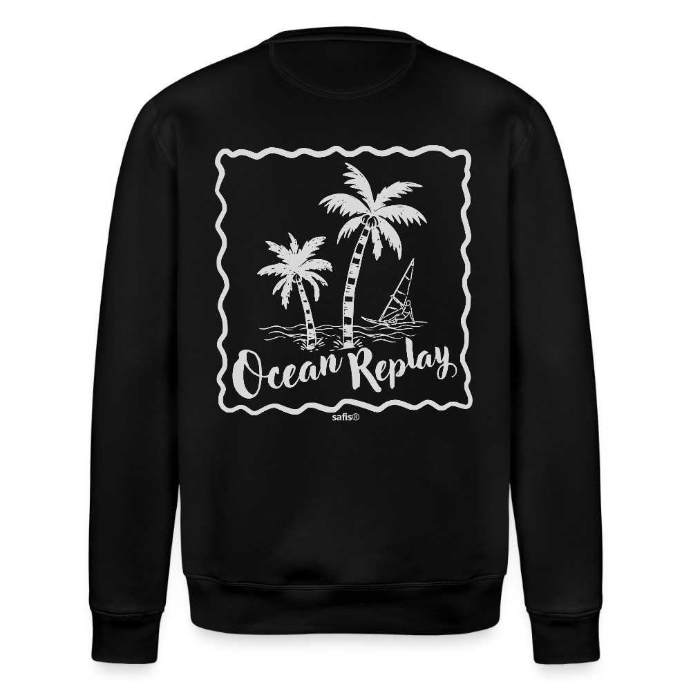 Unisex Bio-Sweatshirt ROLLER -ocean replay- - Schwarz