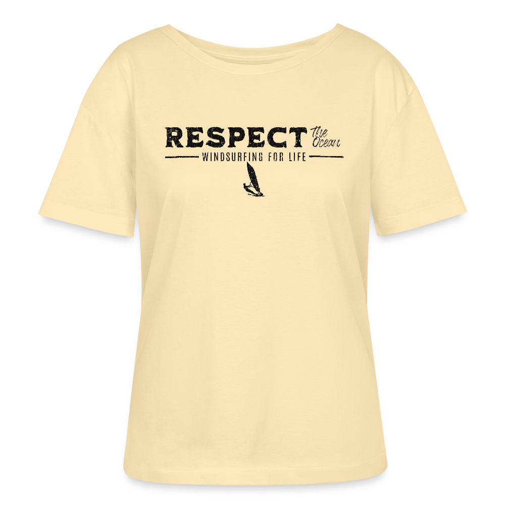 Relaxed Rundhals Frauen Bio-T-Shirt -respect- - Creme