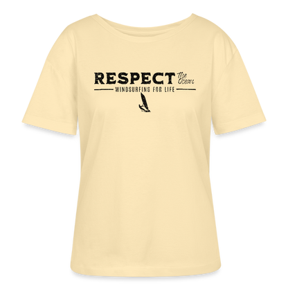 Relaxed Rundhals Frauen Bio-T-Shirt -respect- - Creme