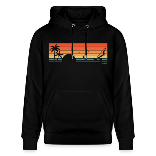 safis® nachhaltige Surfmode -sunset- Unisex Bio-Hoodie CRUISER - Schwarz