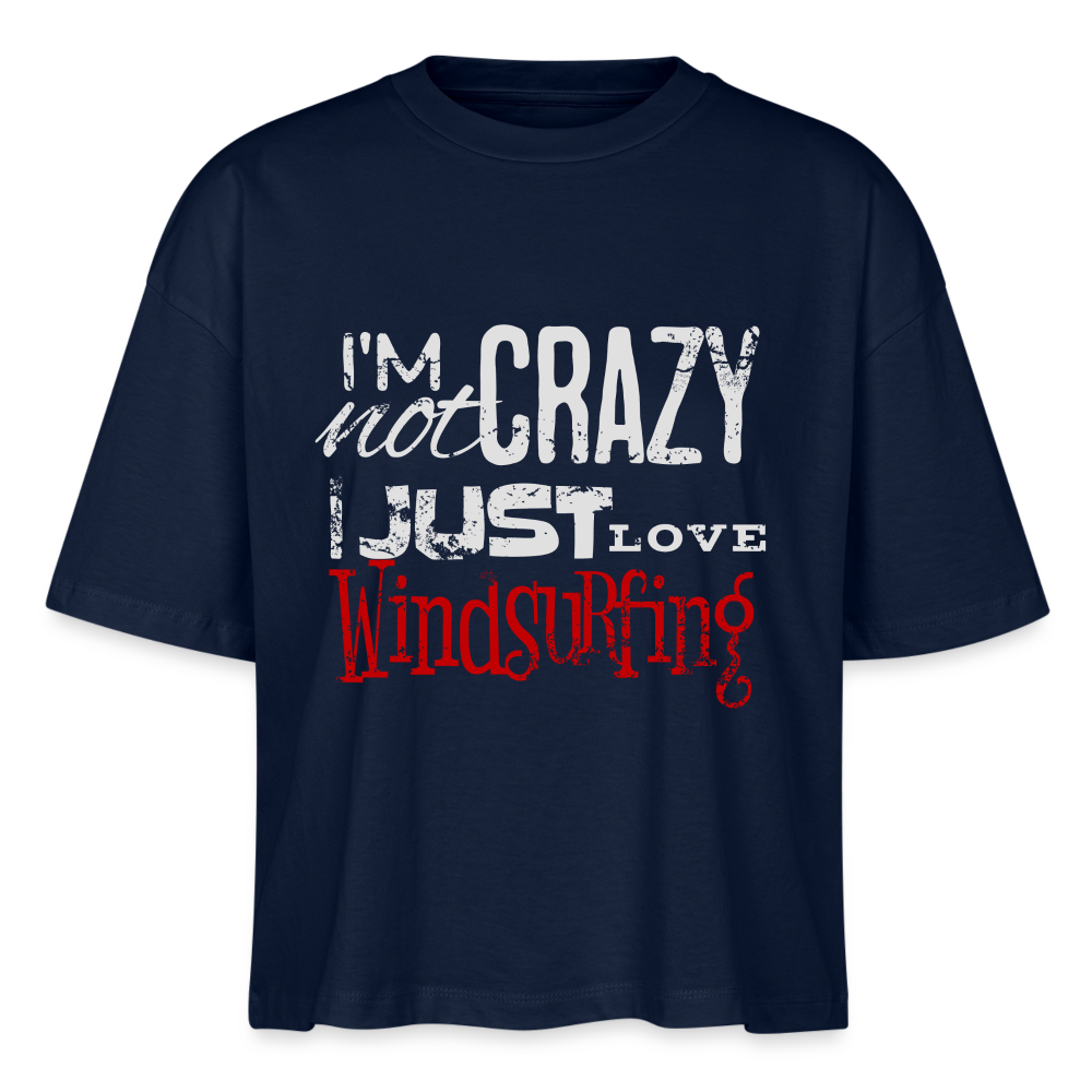 Frauen Boxy Bio-T-Shirt -crazy- - Navy