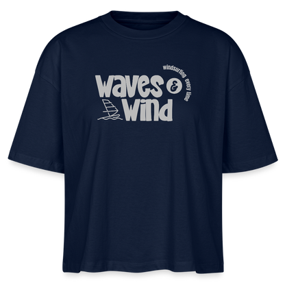Frauen Boxy Bio-T-Shirt -waves & wind- - Navy
