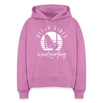 Boxy Frauen Bio Hoodie Nora -ocean vibes sunset- - Pink