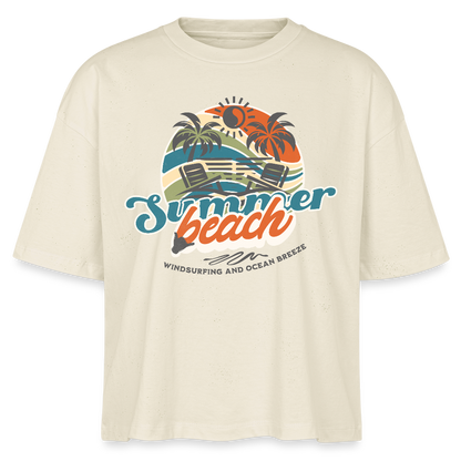 Frauen Boxy Bio-T-Shirt -summer beach- - Weißgrau