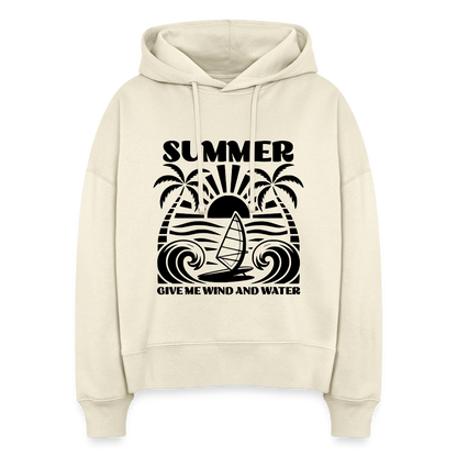 Safis Shop Frauen Bio Hoodie Nora -give me wind and water- - Weißgrau