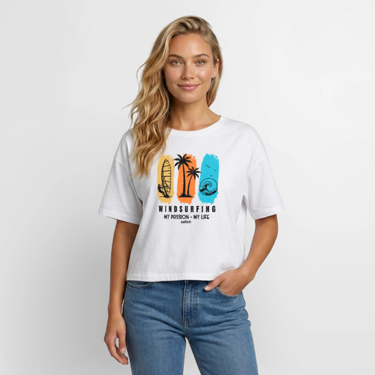 Relaxed Fit Frauen T-Shirt -my passion my life- - Weiß