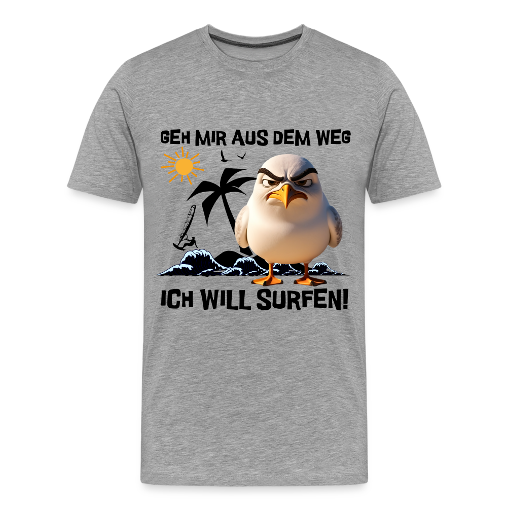 Männer Premium T-Shirt -ich will surfen- - Grau meliert