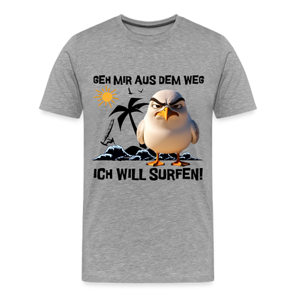 Männer Premium T-Shirt -ich will surfen- - Grau meliert