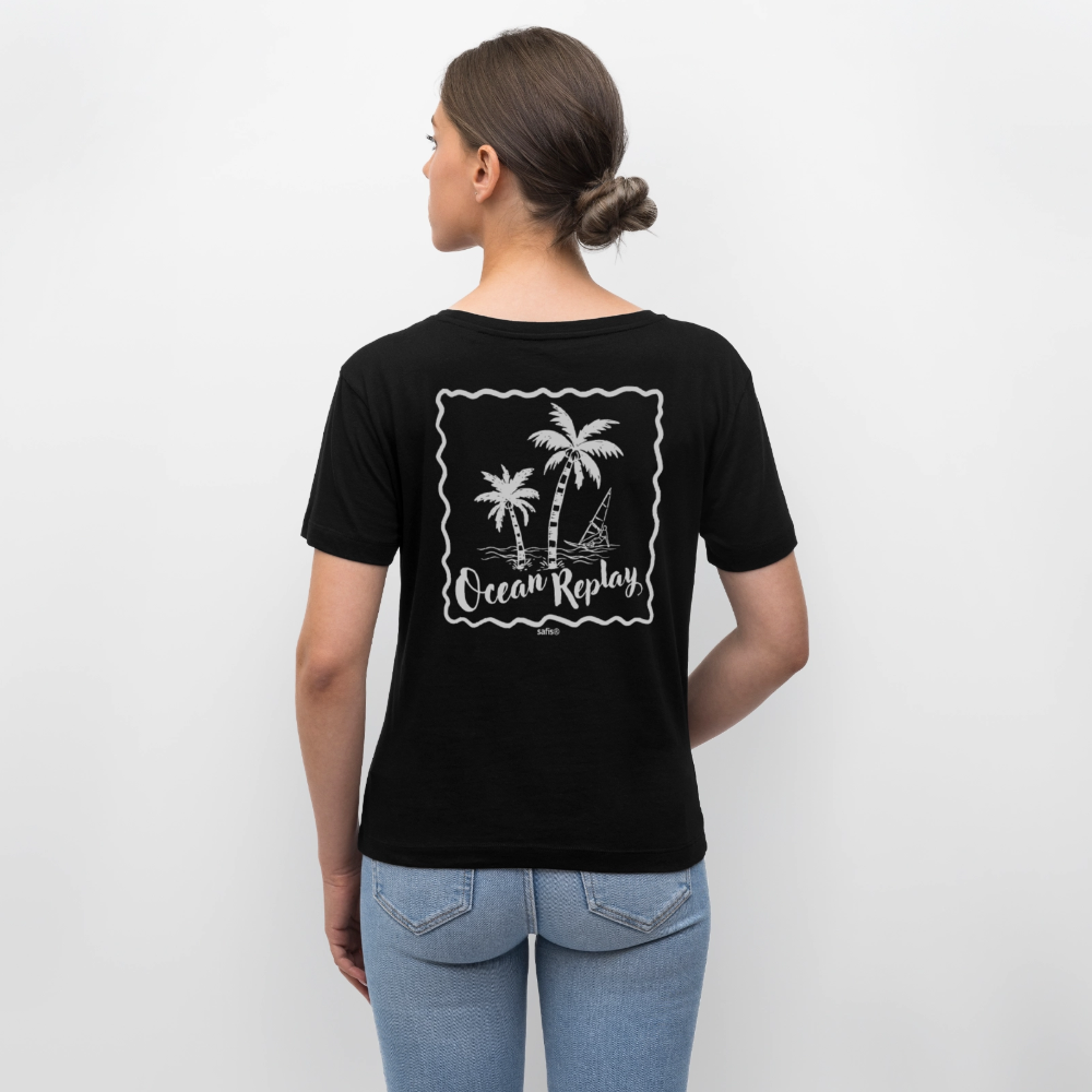 Relaxed Rundhals Frauen Bio-T-Shirt -ocean replay- - Schwarz