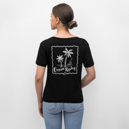 Relaxed Rundhals Frauen Bio-T-Shirt -ocean replay- - Schwarz