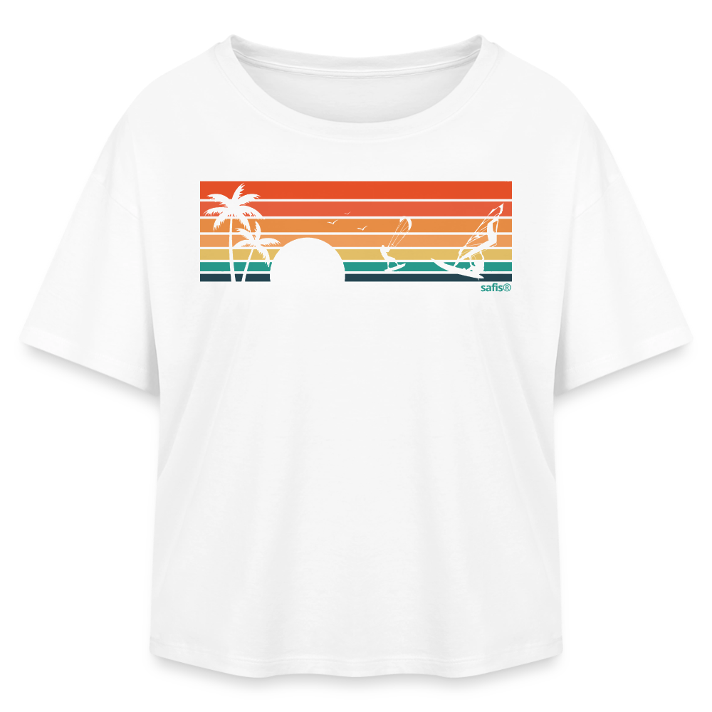 safis® Nachhaltige Windsurf-Kleidung -sunset- Relaxed Fit Frauen Modal Cotton T-Shirt von Stanley/Stella - Weiß