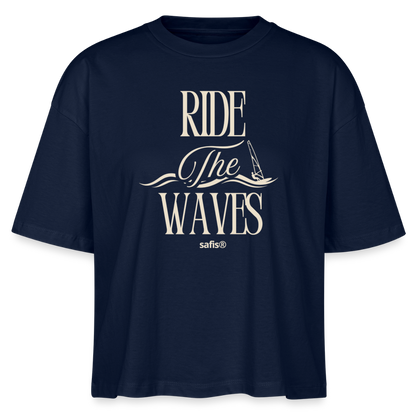 Frauen Boxy Bio-T-Shirt Nova -ride the waves- - Navy