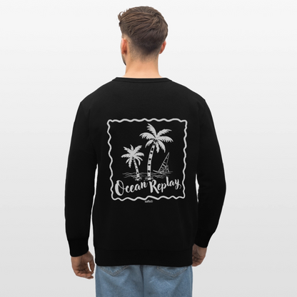 Unisex Bio-Sweatshirt Roller -Ocean replay- - Schwarz