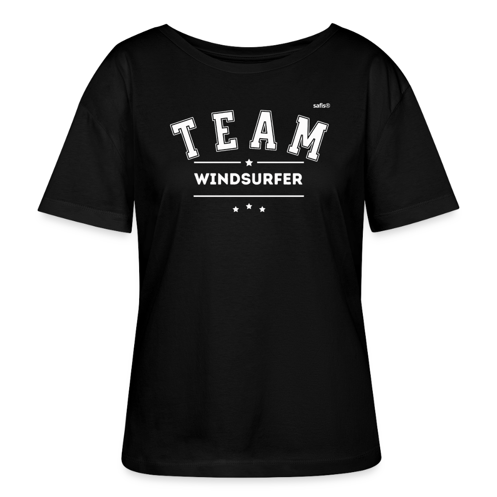 Relaxed Rundhals Frauen Bio-T-Shirt -Team Windsurfer- - Schwarz