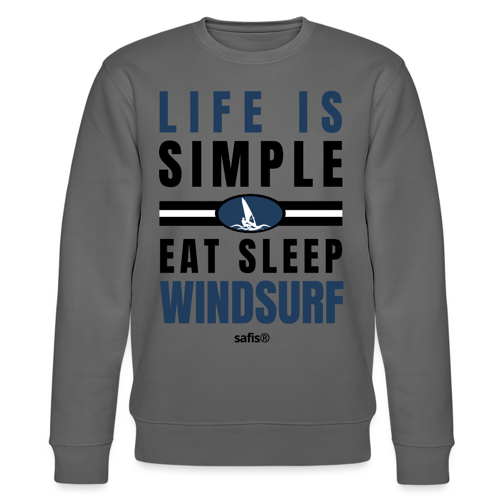 Männer Pullover Windsurfen safis -eat sleep windsurf- Unisex Bio-Sweatshirt CHANGER - Anthrazit