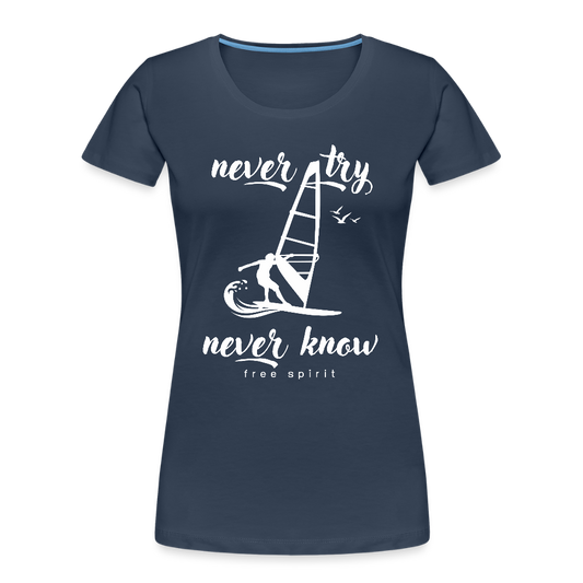 Frauen Premium Bio T-Shirt -never know- - Navy
