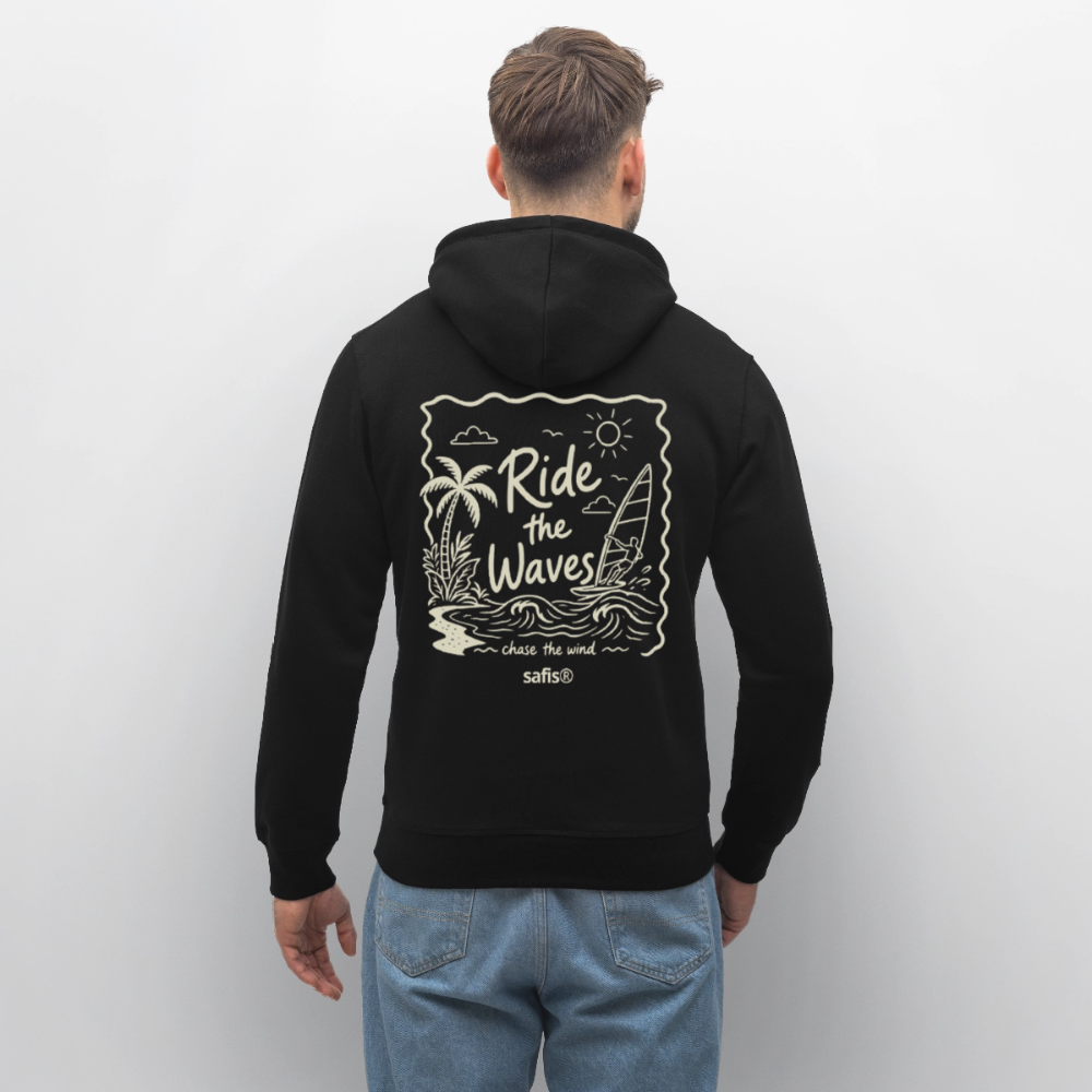 Ride the waves - Unisex Bio-Hoodie DRUMMER - Schwarz