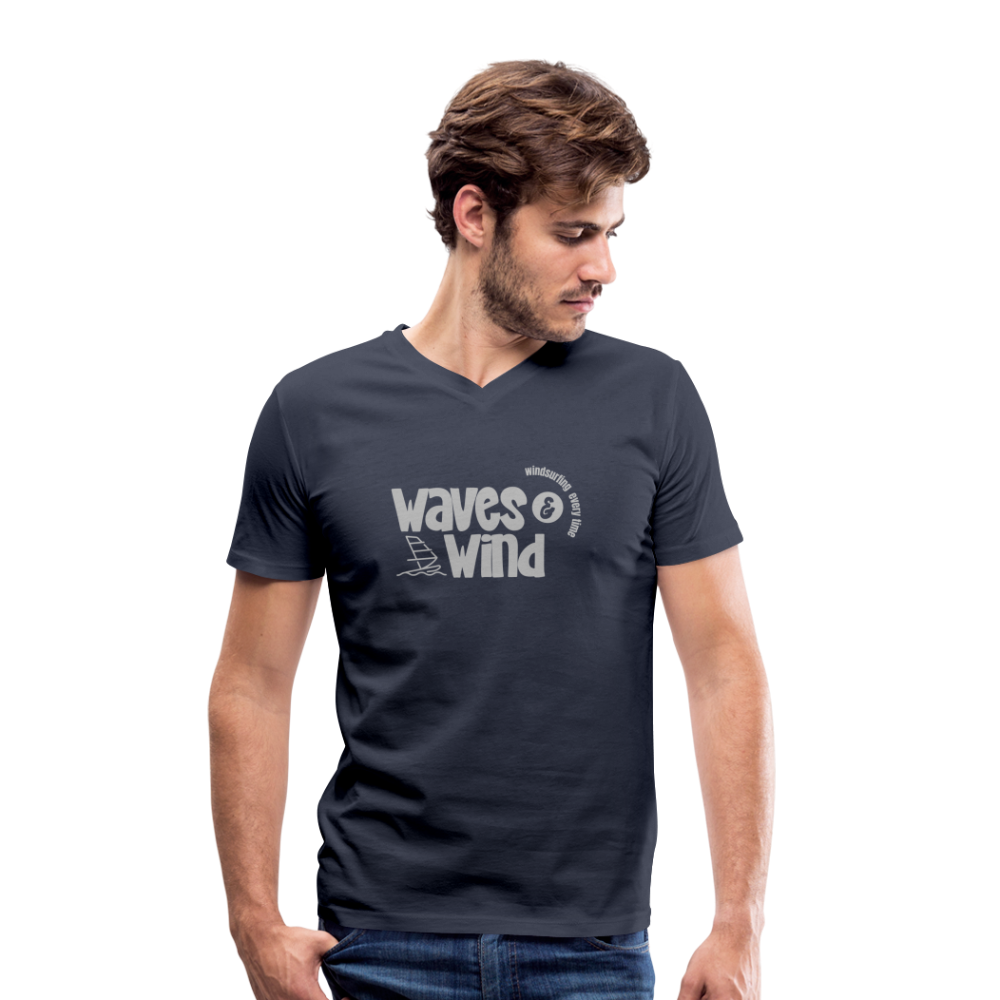 Männer Bio-T-Shirt mit V-Ausschnitt -waves & wind- - Navy