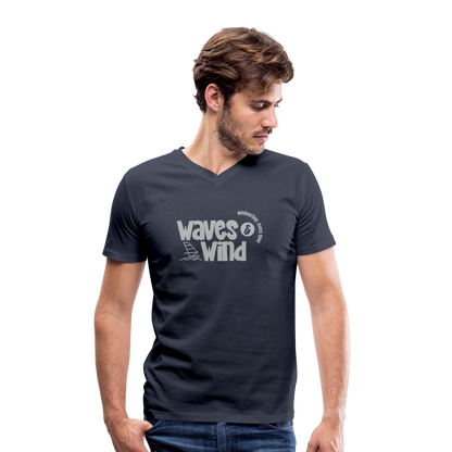 Männer Bio-T-Shirt mit V-Ausschnitt -waves & wind- - Navy