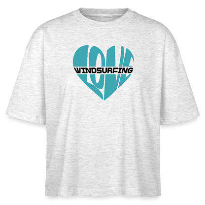 Frauen Boxy Bio-T-Shirt -Herz- - Weiß meliert