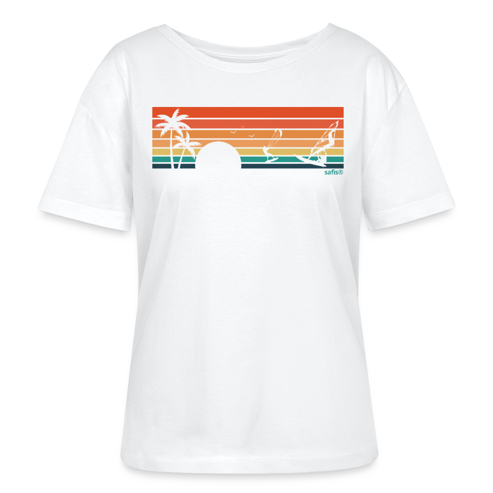 safis® Nachhaltige Windsurf-Kleidung-sunset- Stanley/Stella Relaxed Rundhals Frauen Bio-T-Shirt SERENA - Weiß