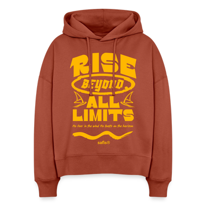 safis® nachhaltige Windsurfkleidung -rise all limits- Boxy Frauen Bio Hoodie Nora - Terrakotta
