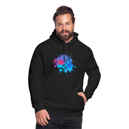 Unisex Bio-Hoodie -Farbklecks- - Schwarz