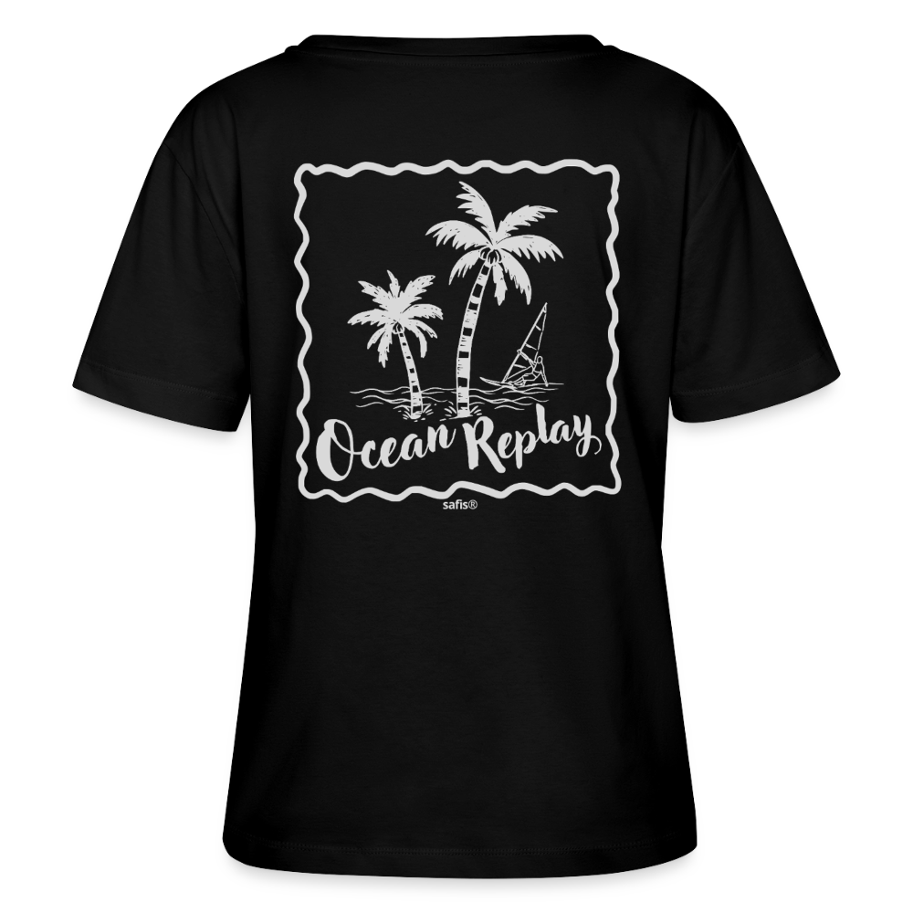 safis® Windsurfer Frauen Bio-T-Shirt -Ocean replay- - Schwarz