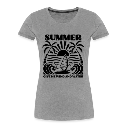 Safis Shop Frauen Premium Bio T-Shirt -give me wind and water- - Grau meliert