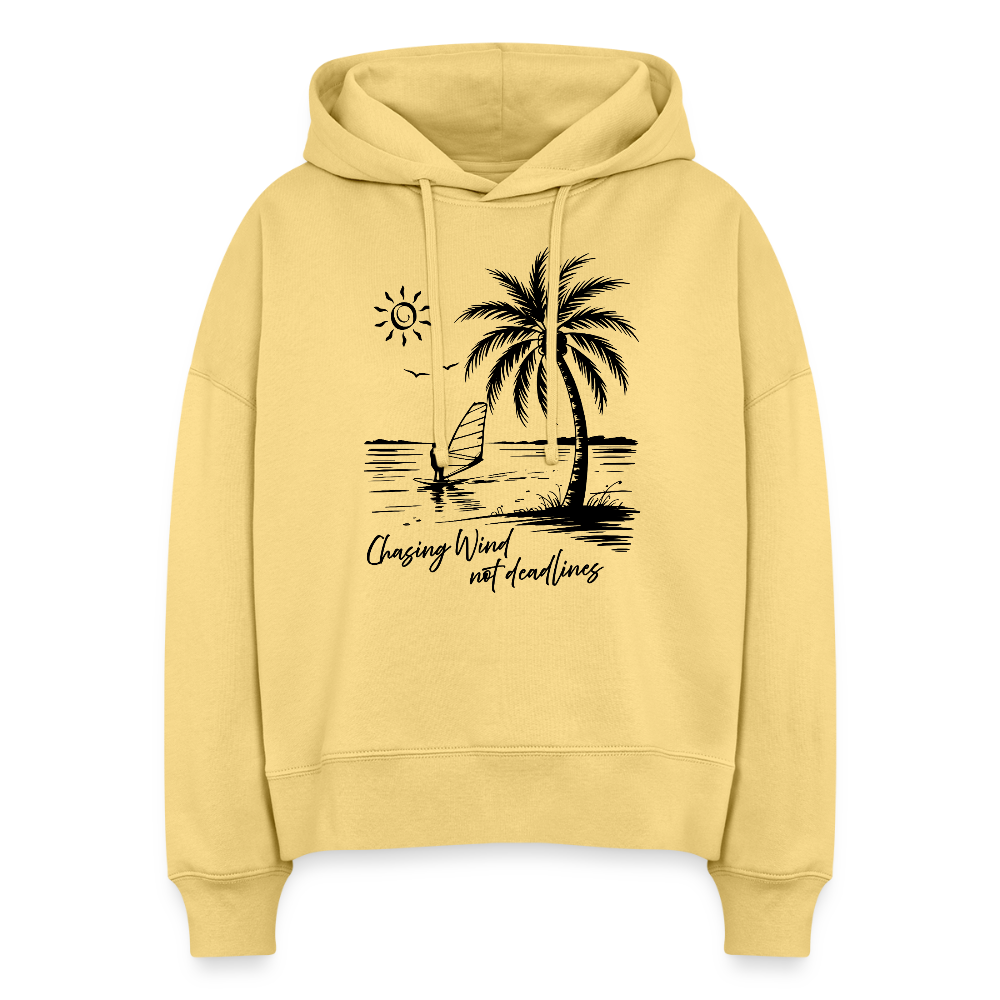 Boxy Frauen Bio Hoodie -stay salty- - Hellgelb