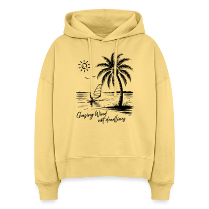 Boxy Frauen Bio Hoodie -stay salty- - Hellgelb