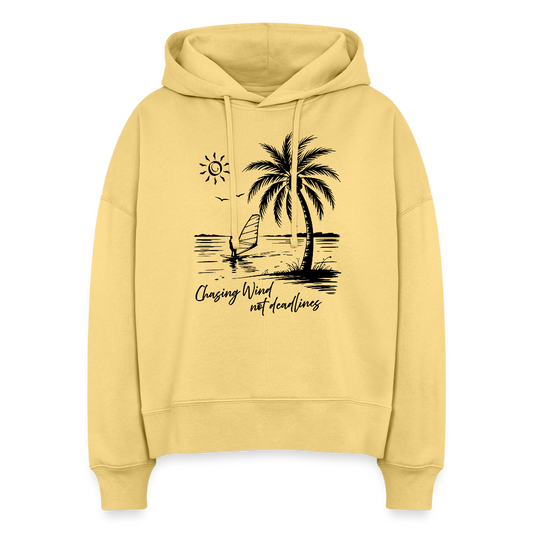 Boxy Frauen Bio Hoodie -stay salty- - Hellgelb