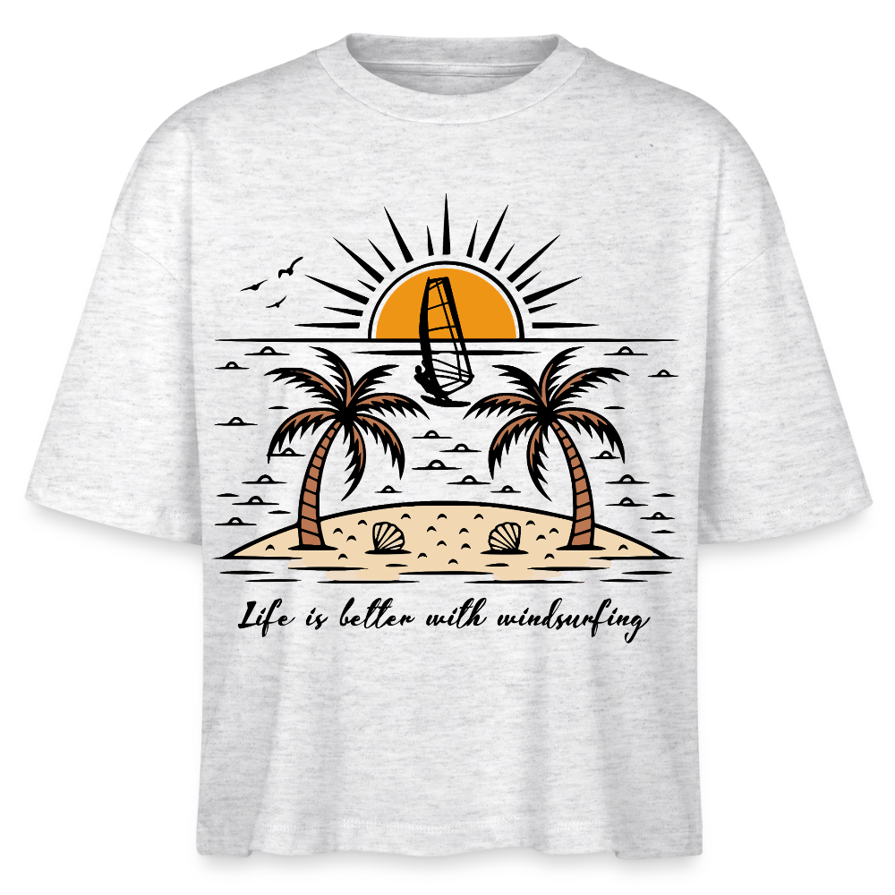 Frauen Boxy Bio-T-Shirt -better life- - Weiß meliert