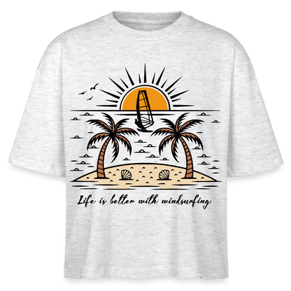 Frauen Boxy Bio-T-Shirt -better life- - Weiß meliert