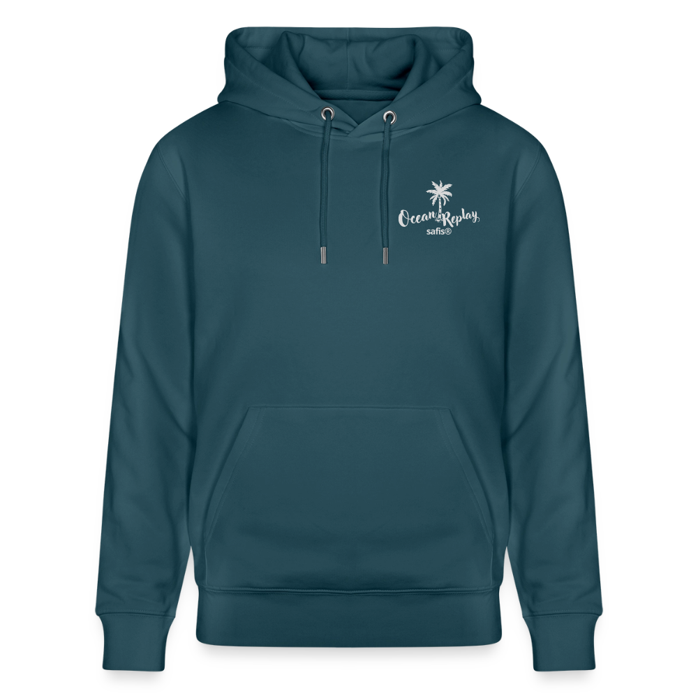 safis® Windsurfer Unisex Bio-Hoodie Cruiser -Ocean Replay- - Dunkles Petrol