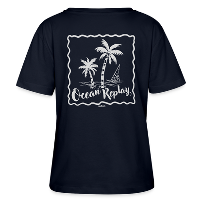 Relaxed Rundhals Frauen Bio-T-Shirt -ocean replay- - Navy