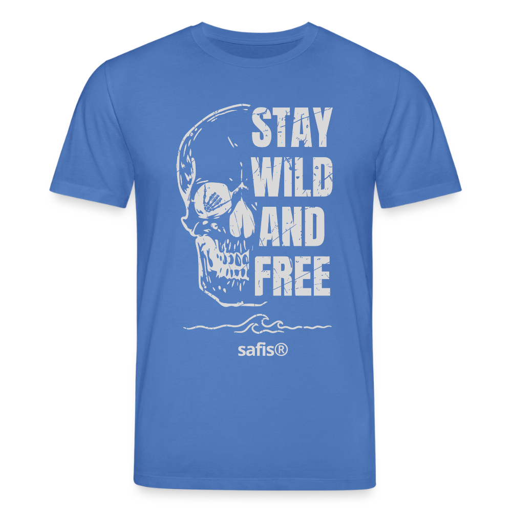 safis T-Shirt mit Totenschädel -wild and free- Unisex Bio-T-Shirt CREATOR - Achtsames Blau