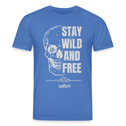 safis T-Shirt mit Totenschädel -wild and free- Unisex Bio-T-Shirt CREATOR - Achtsames Blau