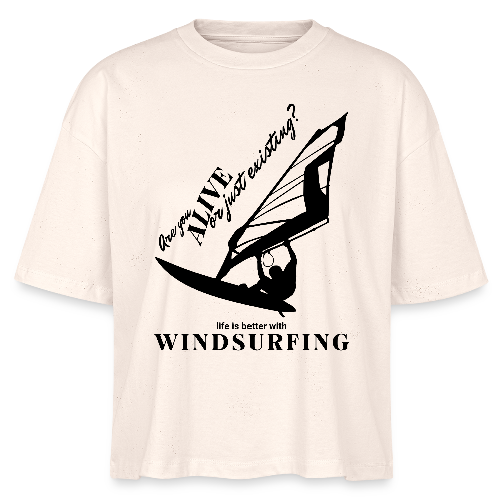 T Shirt Windsurf  -are you alive- - Weißgrau