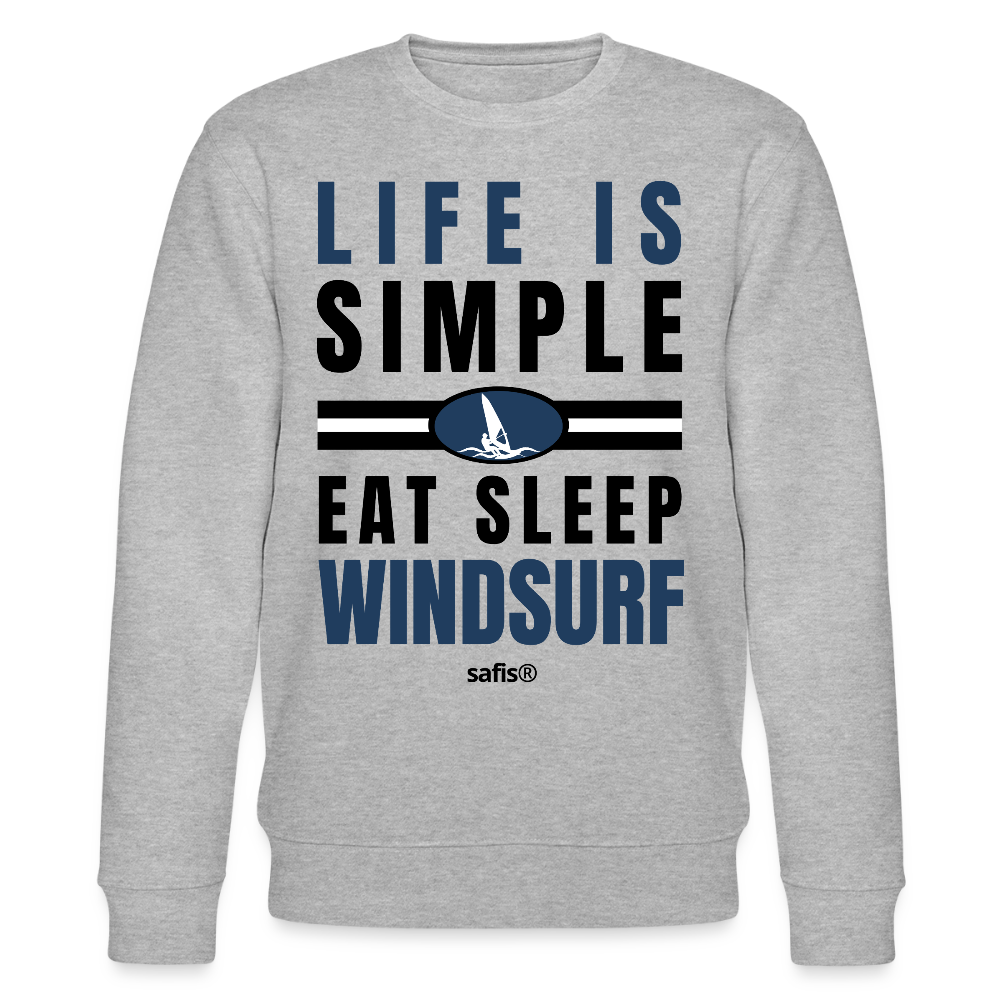 safis  Männer Pullover Windsurfen -eat sleep windsurf- Unisex Bio-Sweatshirt CHANGER - Grau meliert