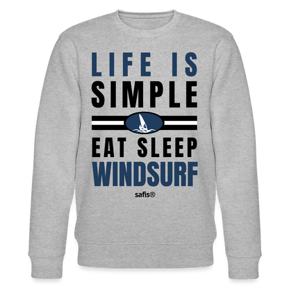 safis  Männer Pullover Windsurfen -eat sleep windsurf- Unisex Bio-Sweatshirt CHANGER - Grau meliert
