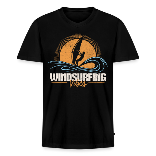 Männer Bio-T-Shirt mit V-Ausschnitt-vibes- - Schwarz