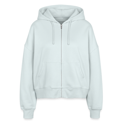 Boxy Frauen Bio Zip Hoodie -summer beach- - Eisblau